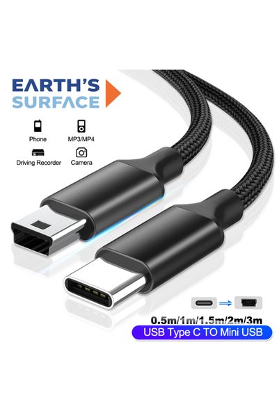 choice2 كابل USB صغير بطول 0.5 متر، محول USB C إلى كابل USB صغير، موصل USB صغ...