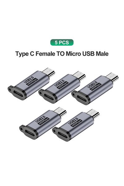 Choice 5 قطع محول من النوع C إلى Micro USB، محول من الألومنيوم من النوع C أنث...