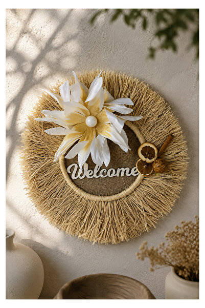 Maison Avf Decorative Bohemian Welcome Rafia Eva Artificial Flower Door Ornament