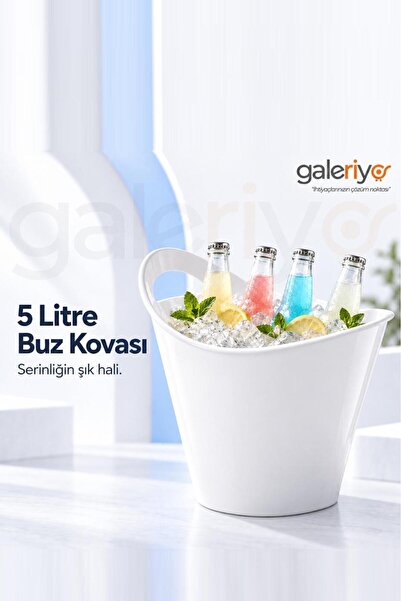 Galeriyo 5 Lt. İçecek ve Buz Kovası – Taşınabilir Beyaz