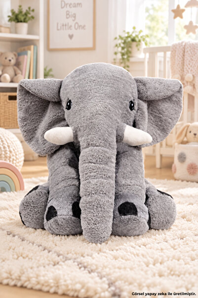 Özgüner Oyuncak Uyku Arkadaşım Fil - Sevimli Yumuşak Peluş Fil 80 Cm