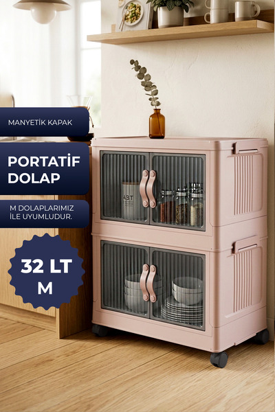 Kitchen Life 2'li Tekerlekli İstiflenebilir Portatif Katlanabilir Çok Amaçlı ...