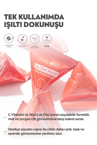 Anyong Brightening Vitamin C Peel-Off Mask – Glass Skin Effect, Face, Neck and Decollete Use 7 ml X 5 Pieces