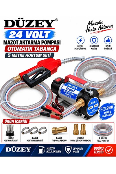 DÜZEY POMPA DÜZEY/24 VOLT MAZOT AKTARMA POMPASI&5 METRE TELLİ HORTUM&OTOMATİK...