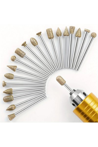 Choice 20 قطعة من ملحقات Dremel رؤوس طحن ماسية ورؤوس مثقاب صغيرة ومجموعة رؤوس...