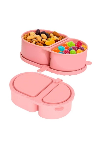 Choice1 Pink Premium Silicone Reusable Snack Containers,Double Compartment Sn...