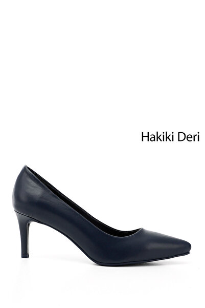 GÖNDERİ(R) Kadın Lacivert Platinum Sivri Burun İnce Topuklu Hakiki Deri Stiletto