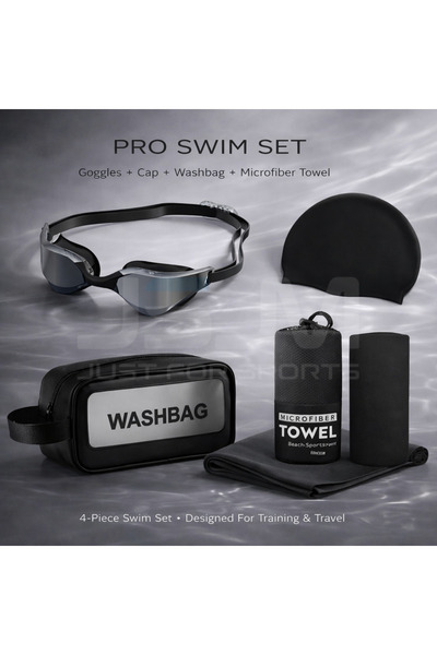 Choice4 Black Silver Set JSJM Professional Swimming Goggles Gift Set With Swi...
