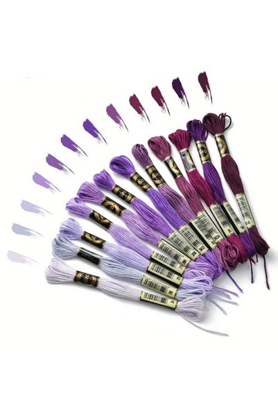 Choice مجموعة أرجوانية مكونة من 12 قطعة من خيوط التطريز المتقاطعة بطول 8 أمتا...