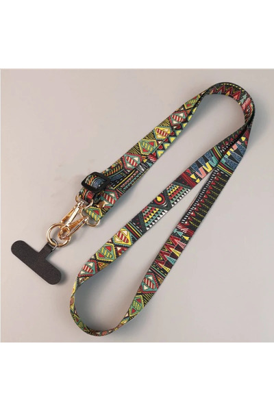Choice11 Green Mobile Phone Clip Antilost Retro Pattern Strap Crossbody Long ...