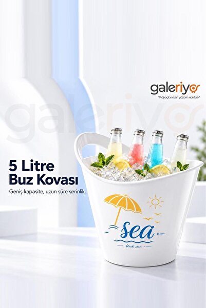 Galeriyo Sea 5 Lt. İçecek ve Buz Kovası – Taşınabilir Beyaz