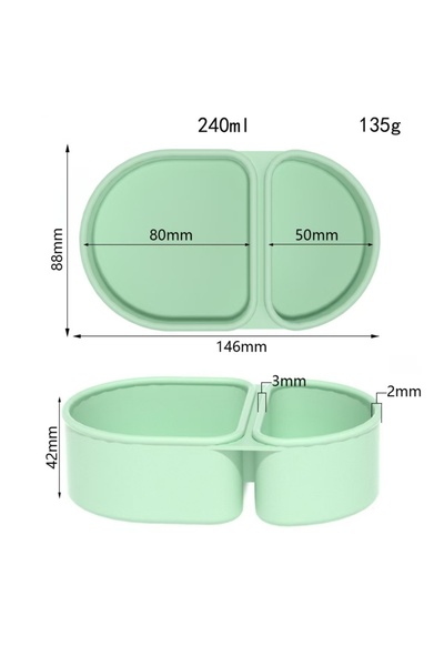 Choice4 green Premium Silicone Reusable Snack Containers,Double Compartment S...