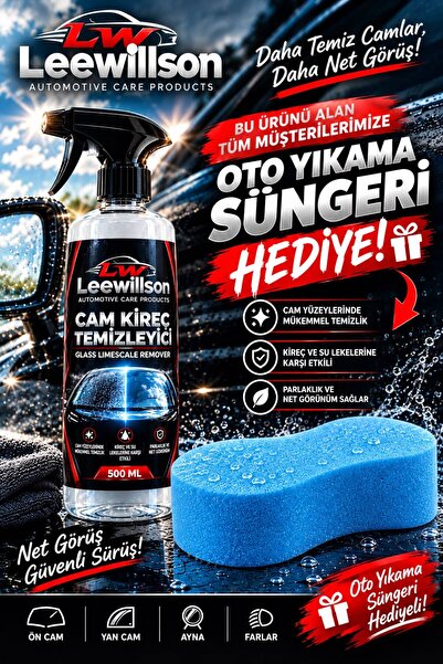 LeeWillson Cam Kireç Sökücü 500 ML – Oto Cam Kireç ve Su Lekesi Temizleyici –...