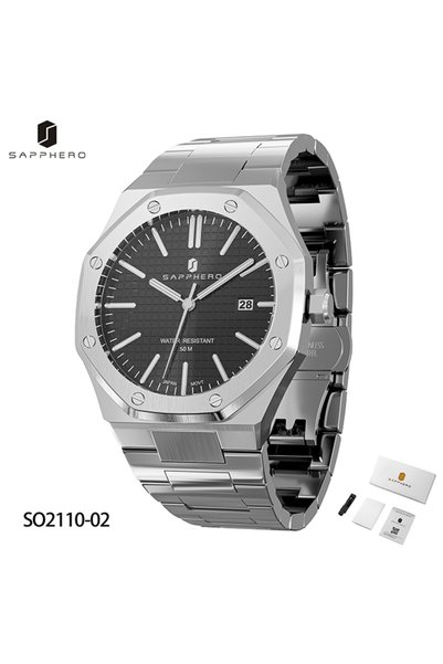 Choice12 ساعة سابفيرو الرجالية SO2110-02، سوار من الفولاذ المقاوم للصدأ، تصمي...