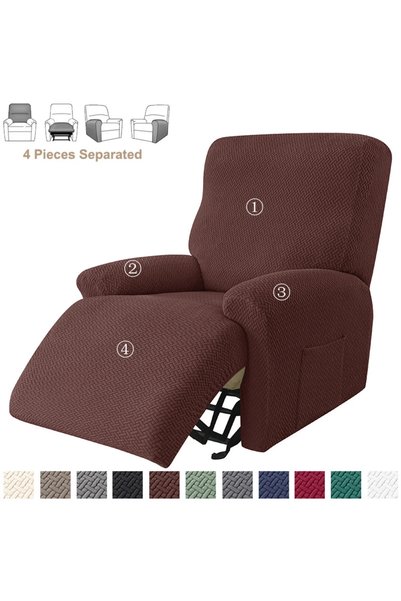 Choice Dark Coffee Cover Jacquard Stretch Recliner Sofa Covers Elastic Split ...