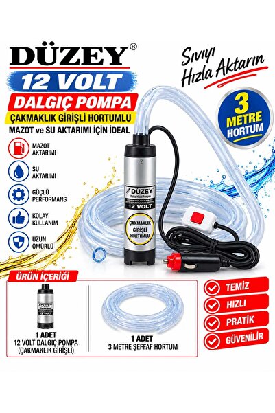 DÜZEY POMPA Düzey 12 Volt Çakmaklık Girişli Sıvı Aktarma Pompası & 3metre Hor...