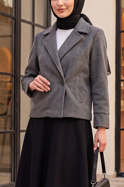 Modamorfo Women's Short Cashmere Jacket 0725 - Gray