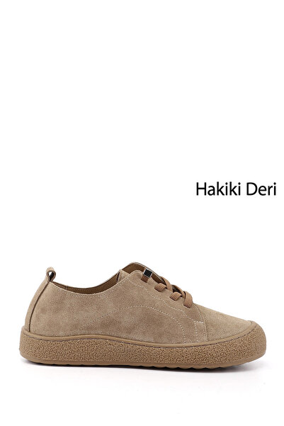 GÖNDERİ(R) Women's Mink Suede Lace-Up Genuine Leather Sneaker