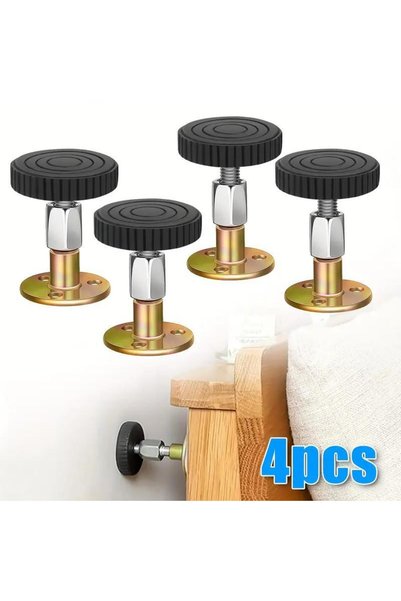 Choice 28-40mm 4-Pack Adjustable Metal Furniture Leg Pads, Self-Adhesive Tele...