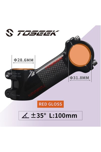 Choice 35Degree-100mm-Gloss Toseek Stem MTB Carbon + Aluminum Mtb Handlebar S...