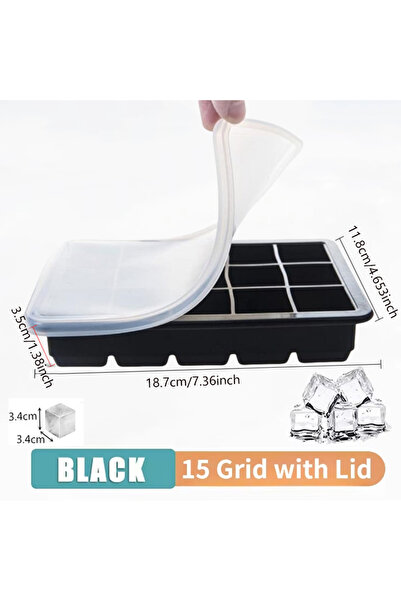 Choice5 Black 15 squares Silicone Ice Cube Tray 4/6/15 Square Ice Cube Moulds...
