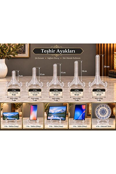 ArhanArtConcept Teşhir Ayağı Stand Tuval Şeffaf 24cm No.6 10-adet 10'lu Paket