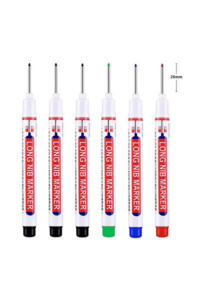 Choice 3BK 1BU 1RD 1GN 6Pcs/Set 20mm Deep Hole Long Nib Head Markers For Meta...