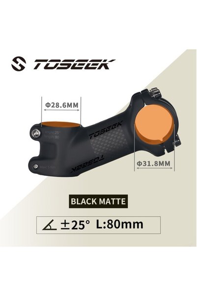 Choice 25Degree-80mm-Matte Toseek Stem MTB Carbon + Aluminum Mtb Handlebar St...