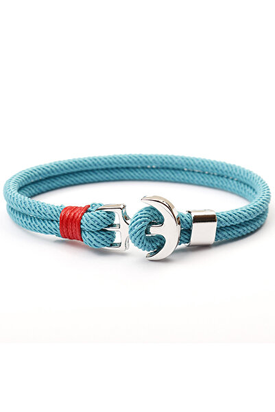 Choice lightblue Stainless Steel Men Bracelet Double Layer Braided Thread Bra...