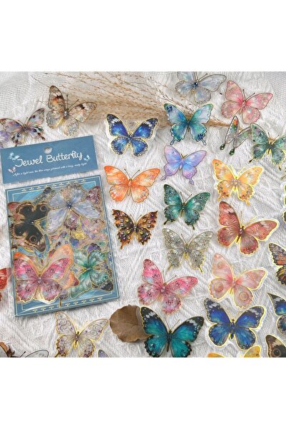 Choice 50pcs 50/100 Pcs Cartoon Gold Foil Colorful Butterfly Stickers Waterpr...