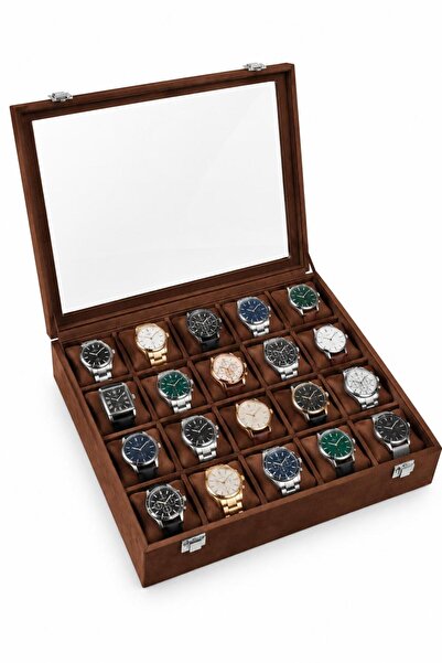 STAND MARKET Watch Box 20 Pieces Alcantara Brown