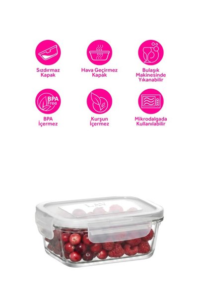 LAV Fresco Glass Storage Container Single Small Size 400 ml Rectangular White Lockable Lid
