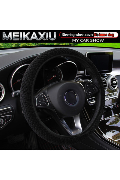 Choice black Women's Winter Warm Soft Plush Steering Wheel Cover Elastic Free...