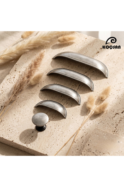 KOÇSAN Mussel Antique Silver 128 mm Handle Luxury Country Kitchen Furniture C...
