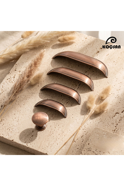 KOÇSAN Mussel Antique Copper Button Handle Luxury Country Kitchen Furniture C...
