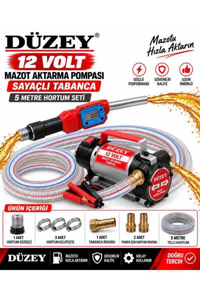 DÜZEY POMPA DÜZEY/12 VOLT MAZOT AKTARMA POMPASI&5 METRE TELLİ HORTUM&SAYAÇLI ...