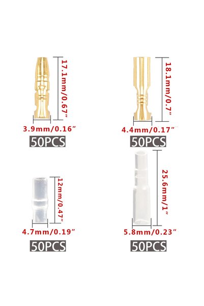Choice 50pairs 200pcs Bullet Connectors Male and Female, Brass Bullet Termina...