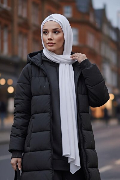 Aisha's Design Penye Boneli Hazır Penye Kapşon Şal İkili Takım,PS-57,Beyaz