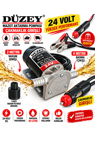 DÜZEY POMPA Düzey 24 Volt 3/4''çakmaklık Girişli Dıştan Çekme Mazot Aktarma(s...