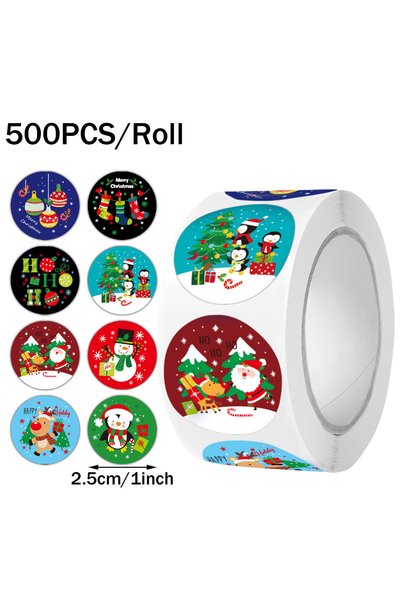 Choice 500pcs-one roll Christmas Roll Stickers 500-1000 Pcs 1" Round Merry Ch...