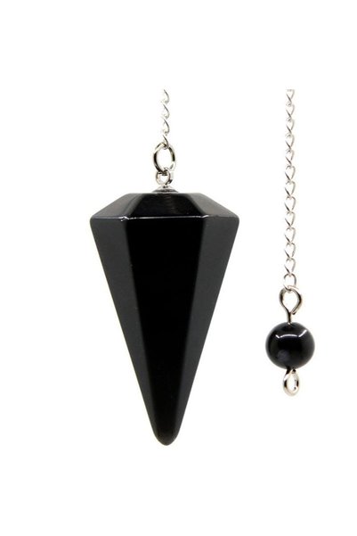 Choice Black Agate Natural Stone Quartz Agates Pendant Reiki Healing Cone Ame...