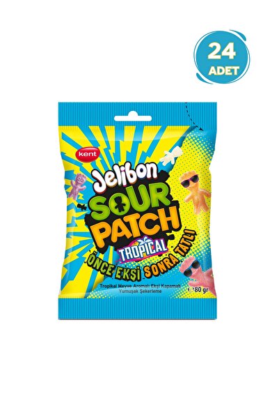 Jelibon Sour Patch Kids Tropikal Meyve Aromalı Şekerleme 80g - 24 Adet