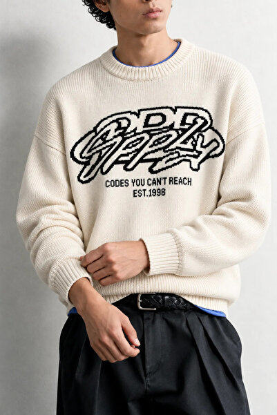 no7man Supply - Beige - Oversize Fit Crew Neck - Men's Sweatshirt