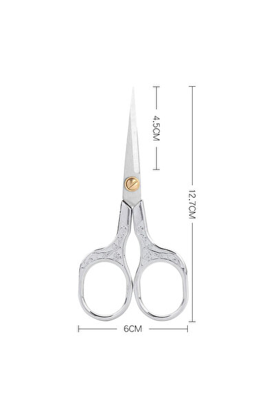 Choice3 Silver Kawaii Titanium Color Scissors Vintage Stainless Carved Cuttin...