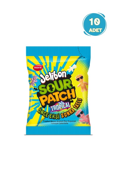 Jelibon Sour Patch Kids Tropikal Meyve Aromalı Şekerleme 160g - 10 Adet