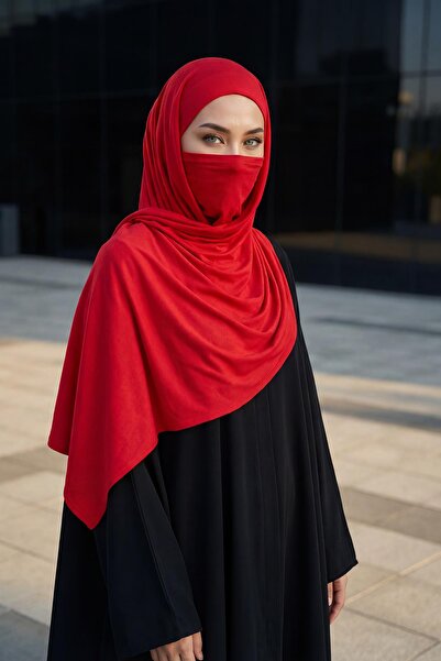 Aisha's Design Neck-Covering Veil Featuring Combed Cotton Boned Shawl, Ps-58
