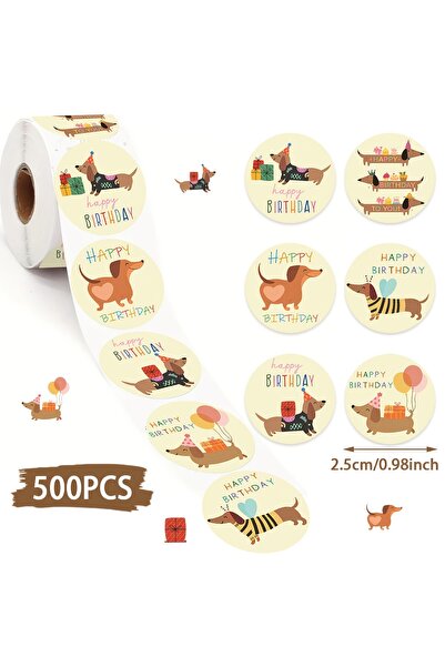 Choice one size fits all 1 roll 500Pcs Cute Dog Birthday Stickers For Pet Bir...