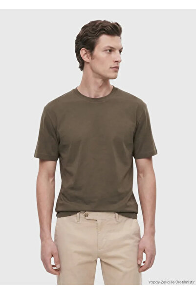 Ramsey Khaki Plain 100% Cotton T-Shirt