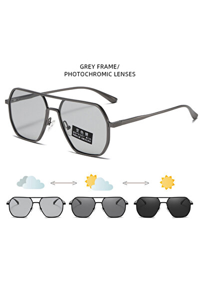Choice Grey Photochromic Luxury Metal Photochromic Sunglasses Men Women Fashi...