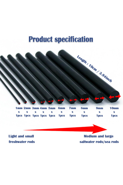 Choice 10Pcs Rod Repair Kit 3Pcs Fishing Rod Repair Kit Carbon Fiber Sticks P...